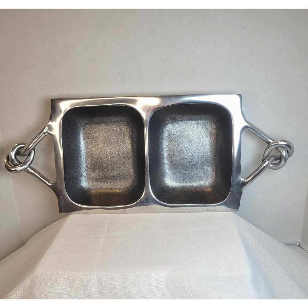 Inspired Generations - Nautical Knot Handles Serving Tray Polished Aluminum
